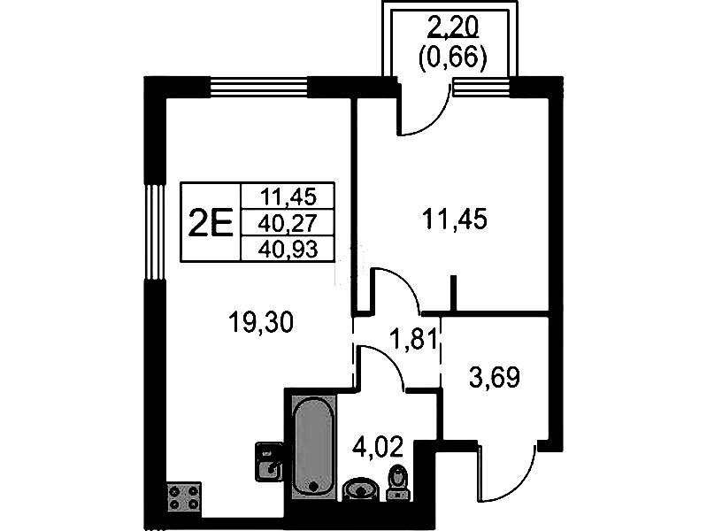1-комнатная квартира 40.93 м², 3/15 эт., ЖК «Невская Долина»